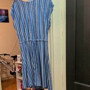 Nautica Blue and White Striped Mini Dress